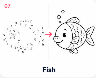 Fish dot-to-dot puzzle — a medium design with more dots